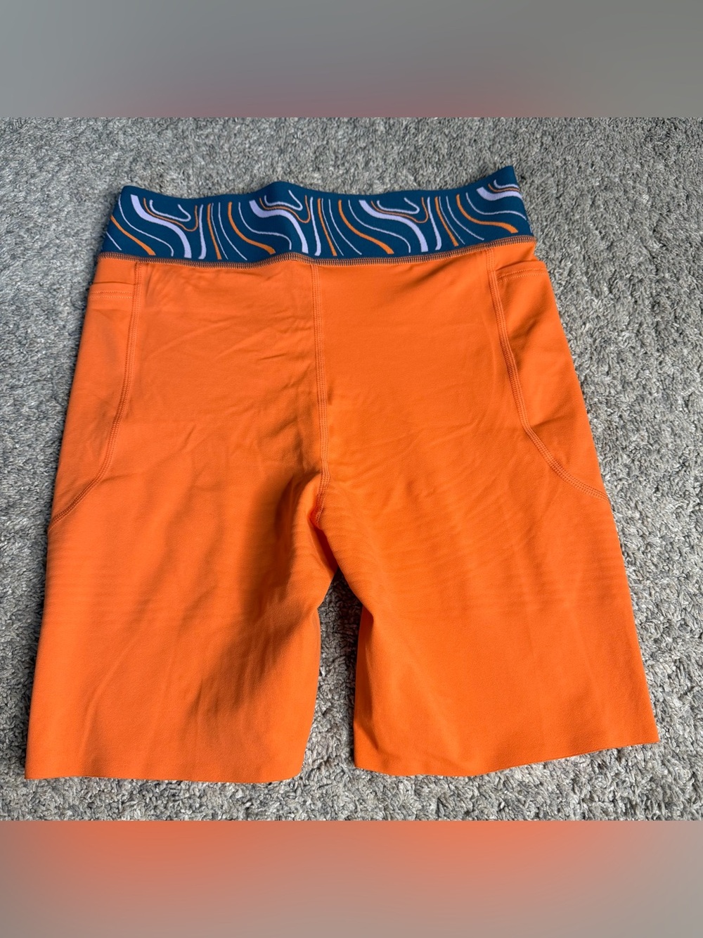 Fanka Body Sculpt Patterned Waistband Biker shorts Large Orange Lift pockets - Picture 14 of 14